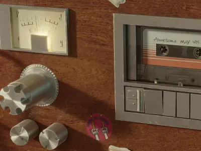 Radio Tape from space Low-poly 3D model