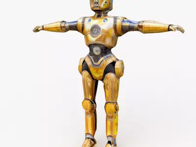 Robot C4po Low-poly 3D model
