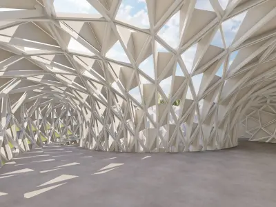 Modern temple with parametric cover 3D model