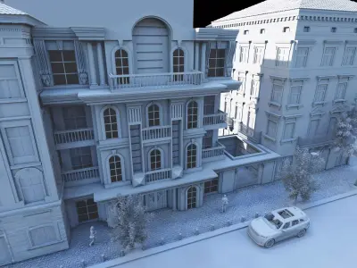 Classic stone facade-Building Classic Facade Element 3D model 9