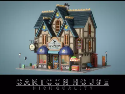 Cartoon House 13 3D model purchase
