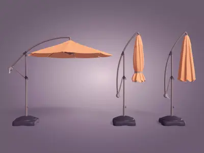 Patio Umbrellas Low-poly 3D model