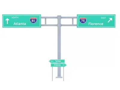 Highway Sign 03 Low-poly 3D model