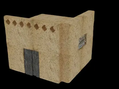 Mud houses with enviroment 3D model