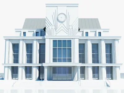 Train Station Clock Building 3D model