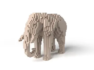 Elephant Minecraft Voxel Low-poly 3D model