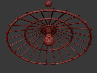 Vintage lampshade in natural rattan 3D model