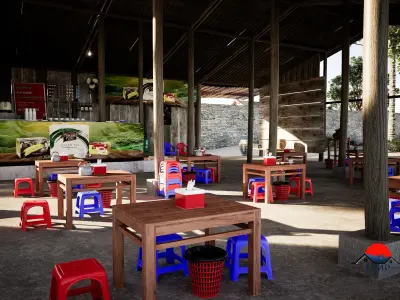 MYANMAR TEA SHOP 3D model