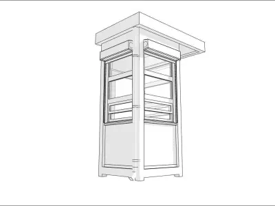 container guard booth 125cm x 125cm plus roof wit light 3D model