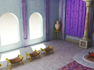 hall of a Greek palace Low-poly 3D model
