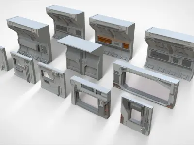 sci-fi Architecture kitbash 13 3D model