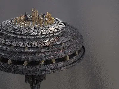 Sci fi city space station relay 3D model