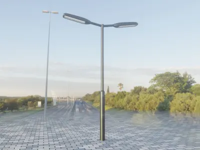 Street Light 11 version 2  3m with pole 3 Low-poly 3D model