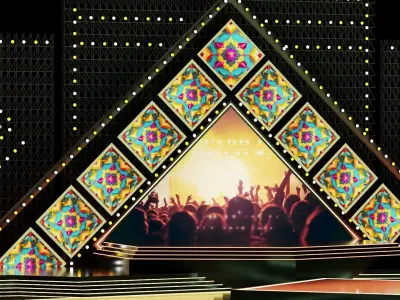 Entertainment Concert and Corporate Event Stage with Light Low-poly 3D model