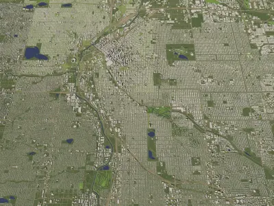 Denver USA in 20 km x 20 km - city and urban 3D model