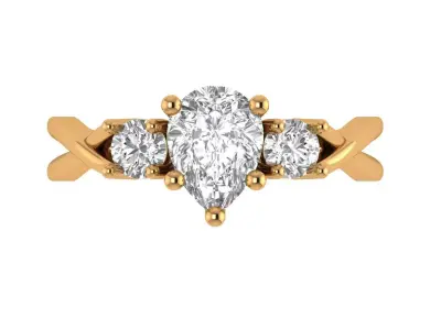 Pear Solitaire Ring 3D print model