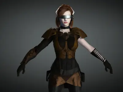 AAA Cyber Punk Female Character 07 Low-poly 3D model