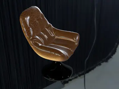 Luxurious 3D Model of Armchair with Leather Upholstery Low-poly 3D model