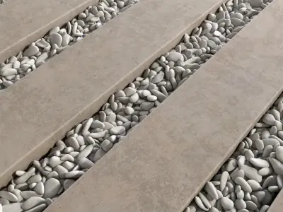 Paving long line plate pebble n1 3D model
