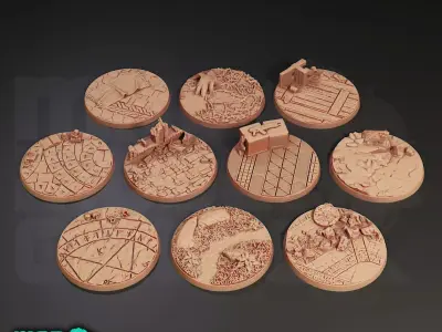 60 Bases - Various sizes - Group B - DND character bases 3D print model