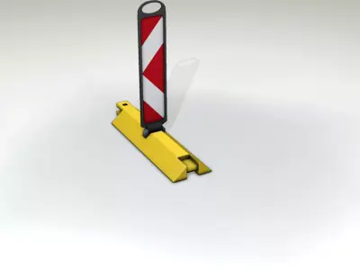 Yellow guide barrier 19 pointing left 628-11 Low-poly 3D model