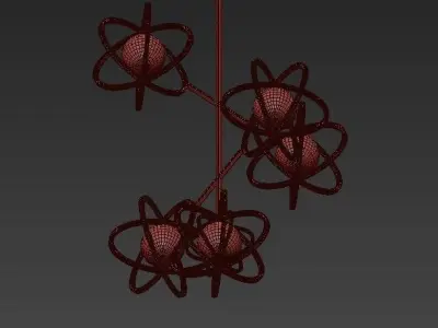 Gold metal pendant lamp 3D model purchase