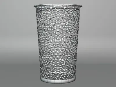 Metal trash can set 3D model