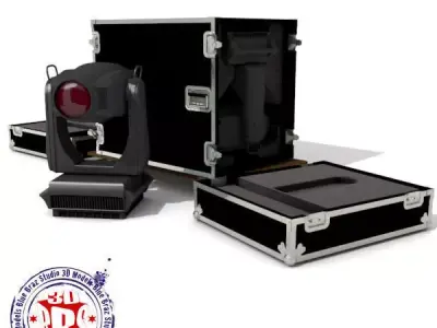 Flight case with Spot moving heads 3D model