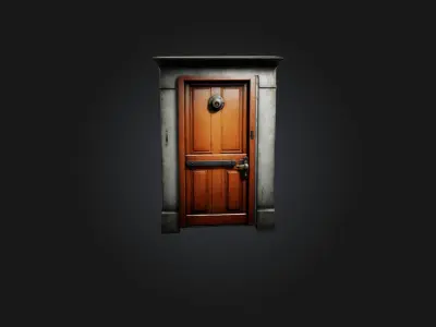 Realistic Locked Door Model Low-poly 3D model