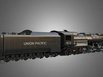 Big Boy 4014 - Steam Locomotive With Coal Wagon 3D model
