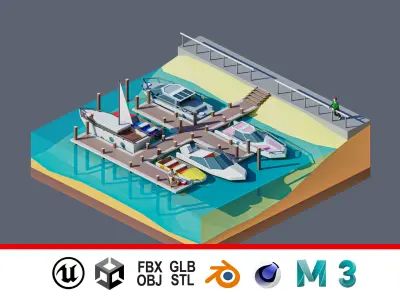 land 45A Low-poly 3D model