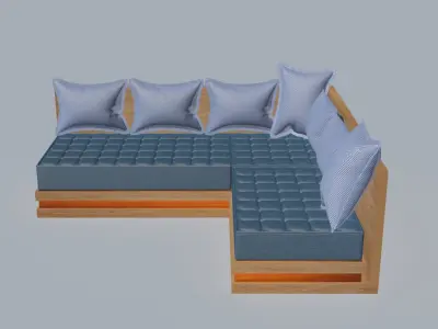 Chesterfield Corner Cotton Sofa 3D model