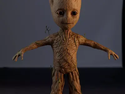 Baby Groot - Realistic and Rigged Low-poly 3D model