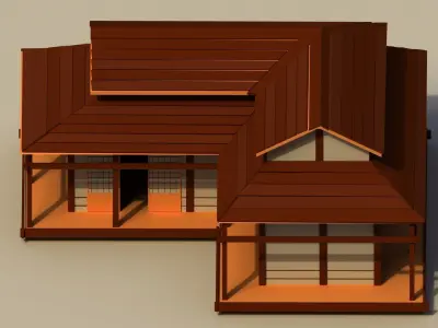 Low Poly Traditional Japanese House 2 Low-poly 3D model