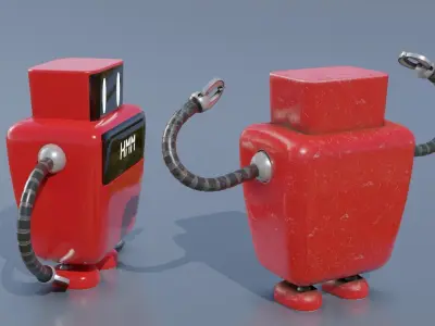 Cartoon Small Futuristic Robot Low-poly 3D model
