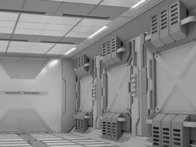 sci fi corridor 3D model 97