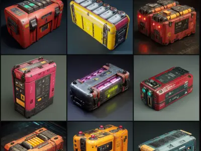 Sci-Fi Batteries Pack 3D model