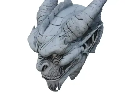 Stone Gargoyle Head Wall Decoration Low-poly 3D model