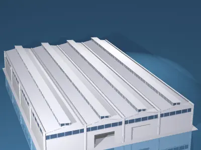 Depot open space with walls 3D model