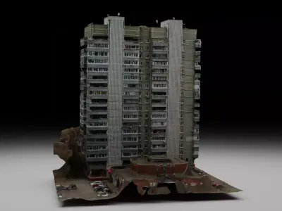 Old Soviet Panel Residential Building 3D model