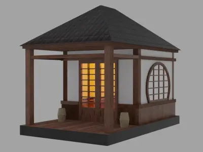 Japanese TeaHouse Clipart Build Free low-poly 3D model