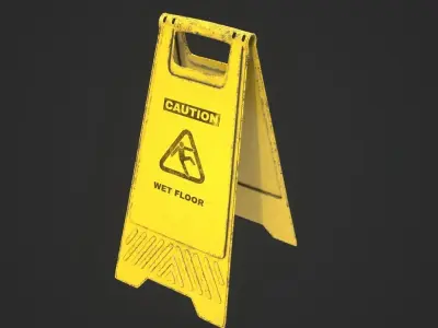 Wet Floor Sign Low-poly 3D model