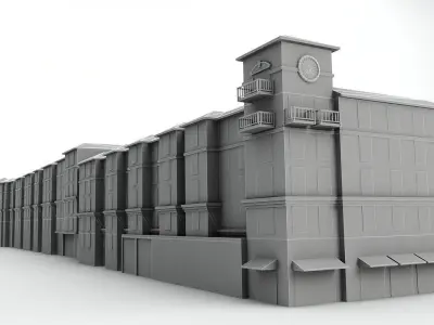 Large Residential Building Apartments Condominiums Low-poly 3D model