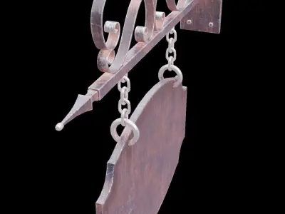 Signboard 2 old rusty sign hanging on wall Low-poly 3D model