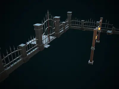 Stylized gate Low-poly 3D model