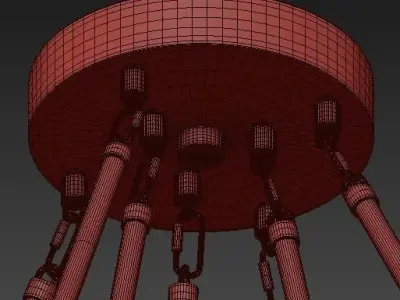 Arya 70 Light Satin Gold Chandelier 3D model