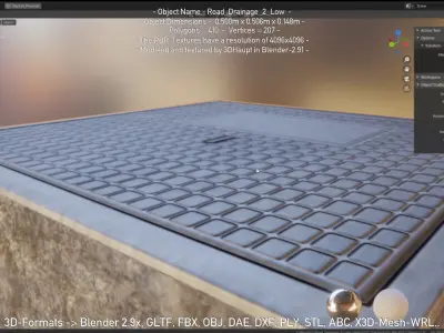 Road Drainage 2 Low Poly Version Low-poly 3D model