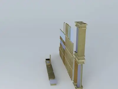 Stone and Wood Architecture Set 3D model