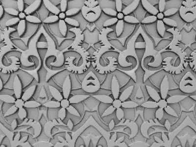 Islamic Floral Ataurique Ornament  3D Model REL02 3D print model