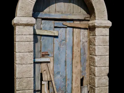 Devastated Door Low-poly 3D model